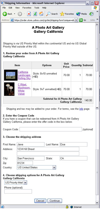 Shipping Info